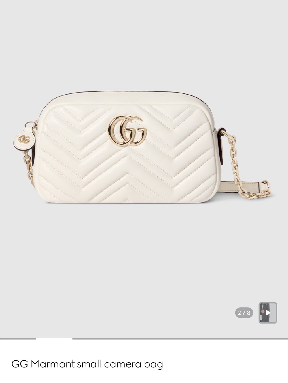 NWY Gucci White GG Marmont Quilted Camera Crossbody